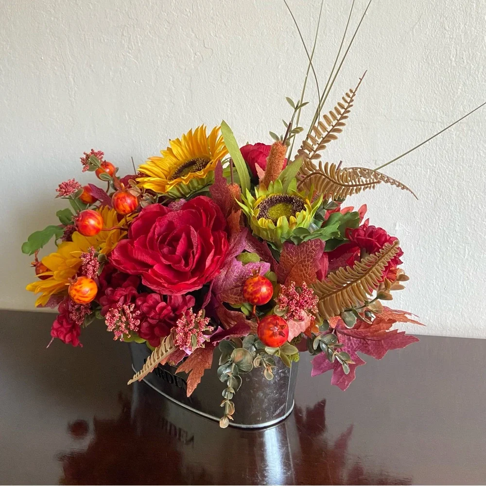 Faux Floral Bouquet with Sunflowers/Peonies